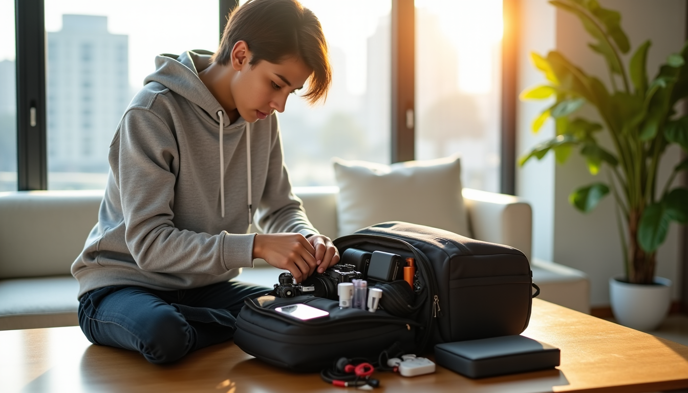 Illustration : teurs charge plusieurs appareils, réduit le nombre de — voyager léger : astuces pour un sac parfaitement optimisé