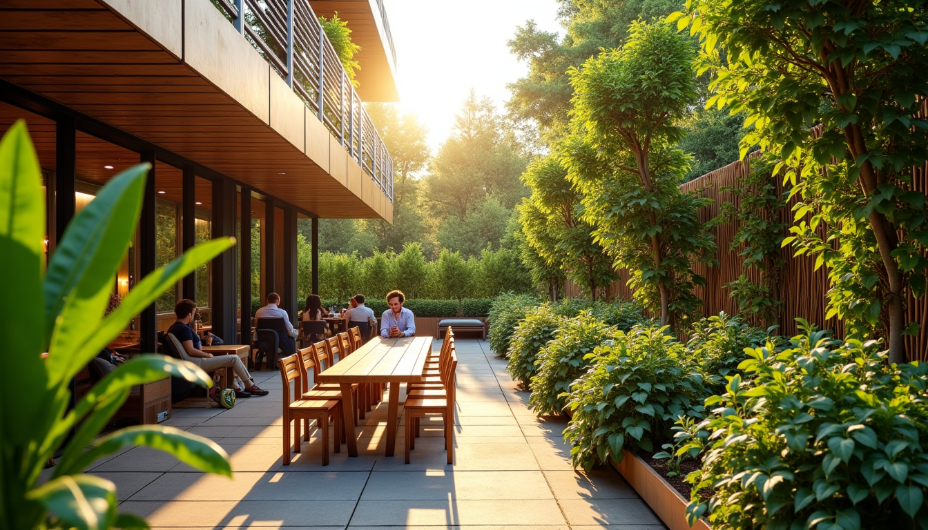 aménager une terrasse ou un patio écoresponsable en entreprise — moignant d'un engagement envers le bien-être de ses