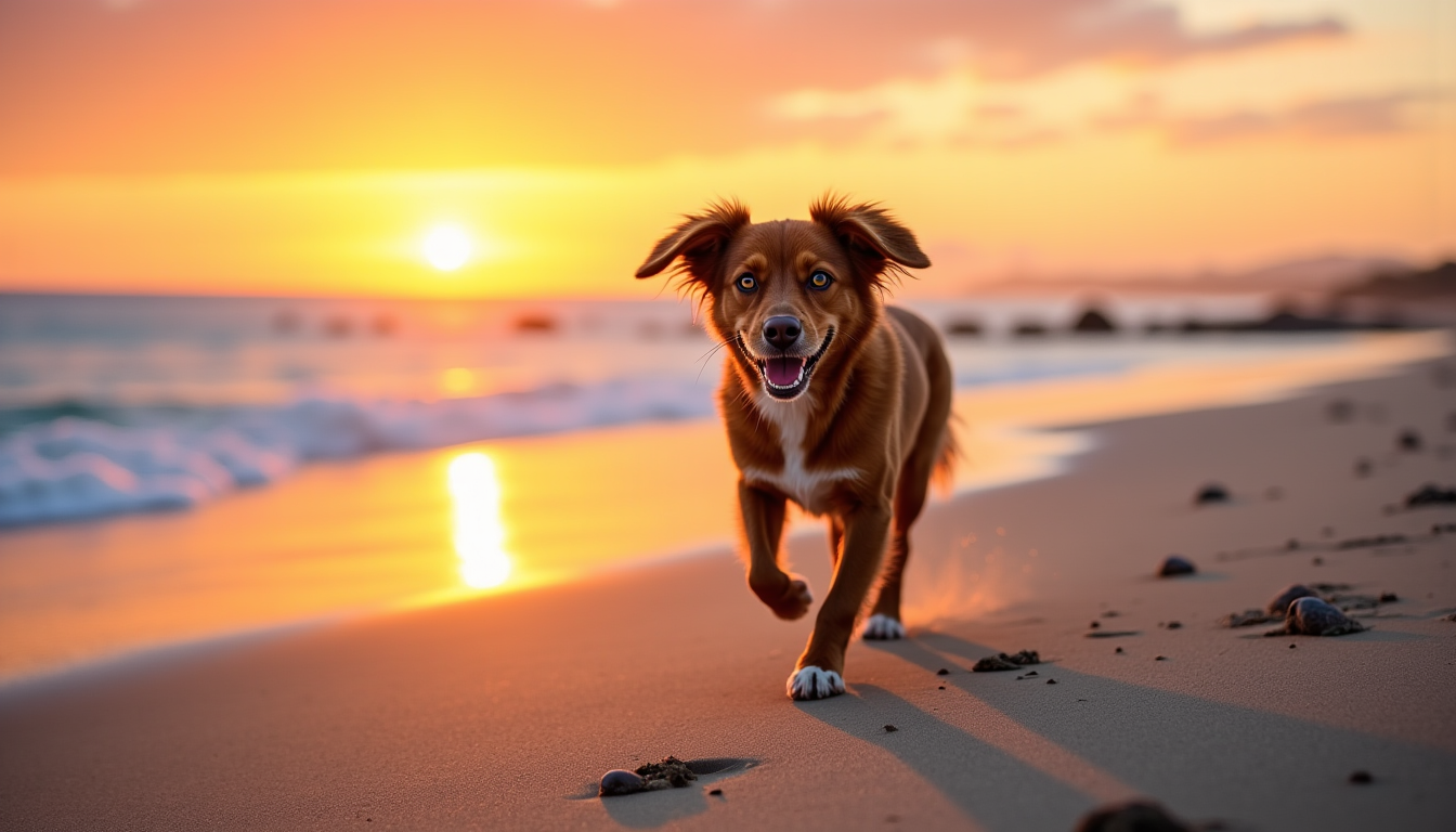 Illustration : l'environnement marin, avec son soleil et ses activités, — vacances en bord de mer avec un chien : tout ce qu'il faut savoir