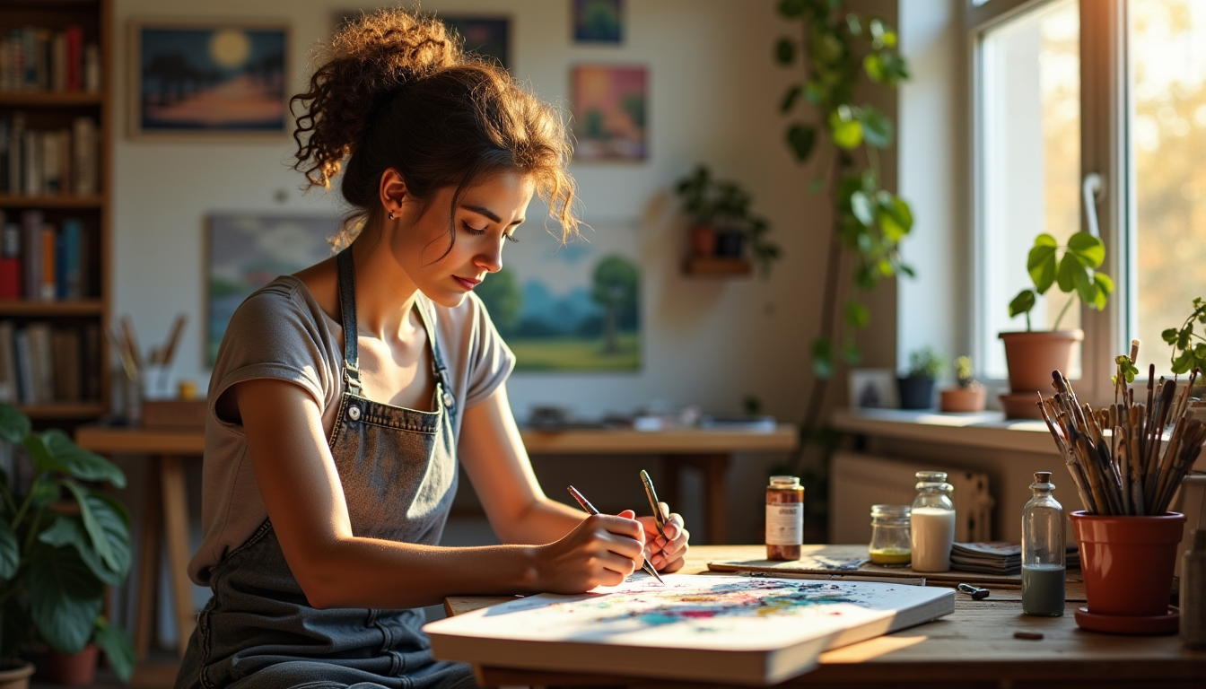 Illustration : maîtrise technique, persévérance, relaxation, développement artistique — activités créatives pour égayer vos loisirs quotidiens