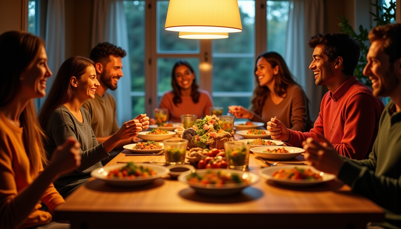 Illustration : l'aspect social des repas est également important. partager — secrets d'une alimentation équilibrée et savoureuse