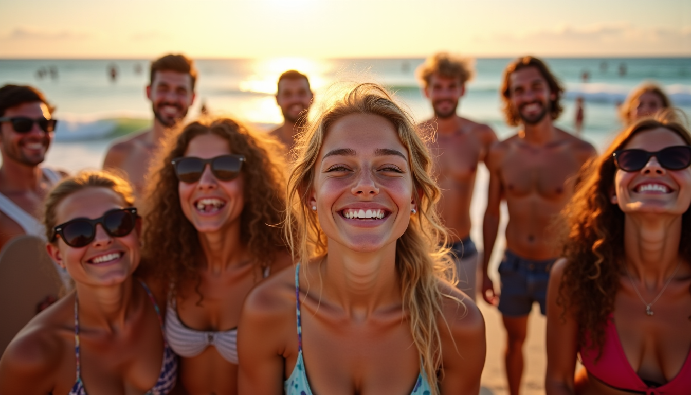 photographe à hossegor : immortalisez vos plus beaux moments face à l’océan — ambiance festive, interactions, souvenirs partagés entre amis ou