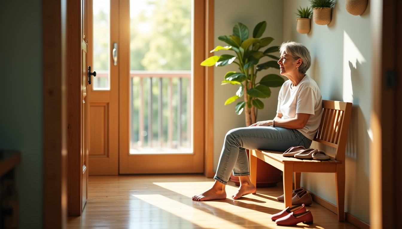 vous devriez  quitter vos chaussures dès le pas de la porte — e permet à vos pieds de se reposer