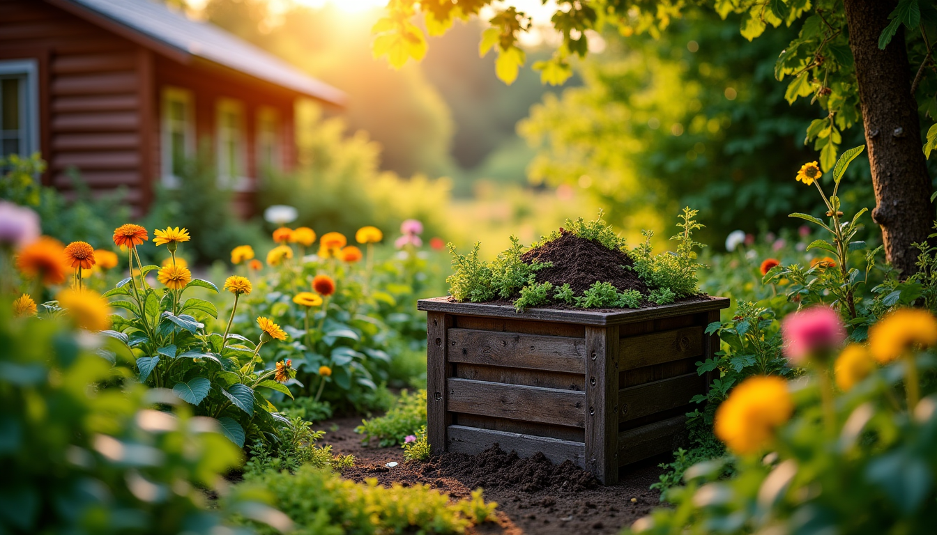 Illustration : installer un composteur est simple et permet de — secrets du jardin : cultiver la biodiversité chez soi
