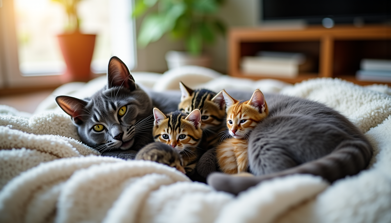 mystères fascinants du comportement des chats — les chatons pétrissent le ventre de leur mère