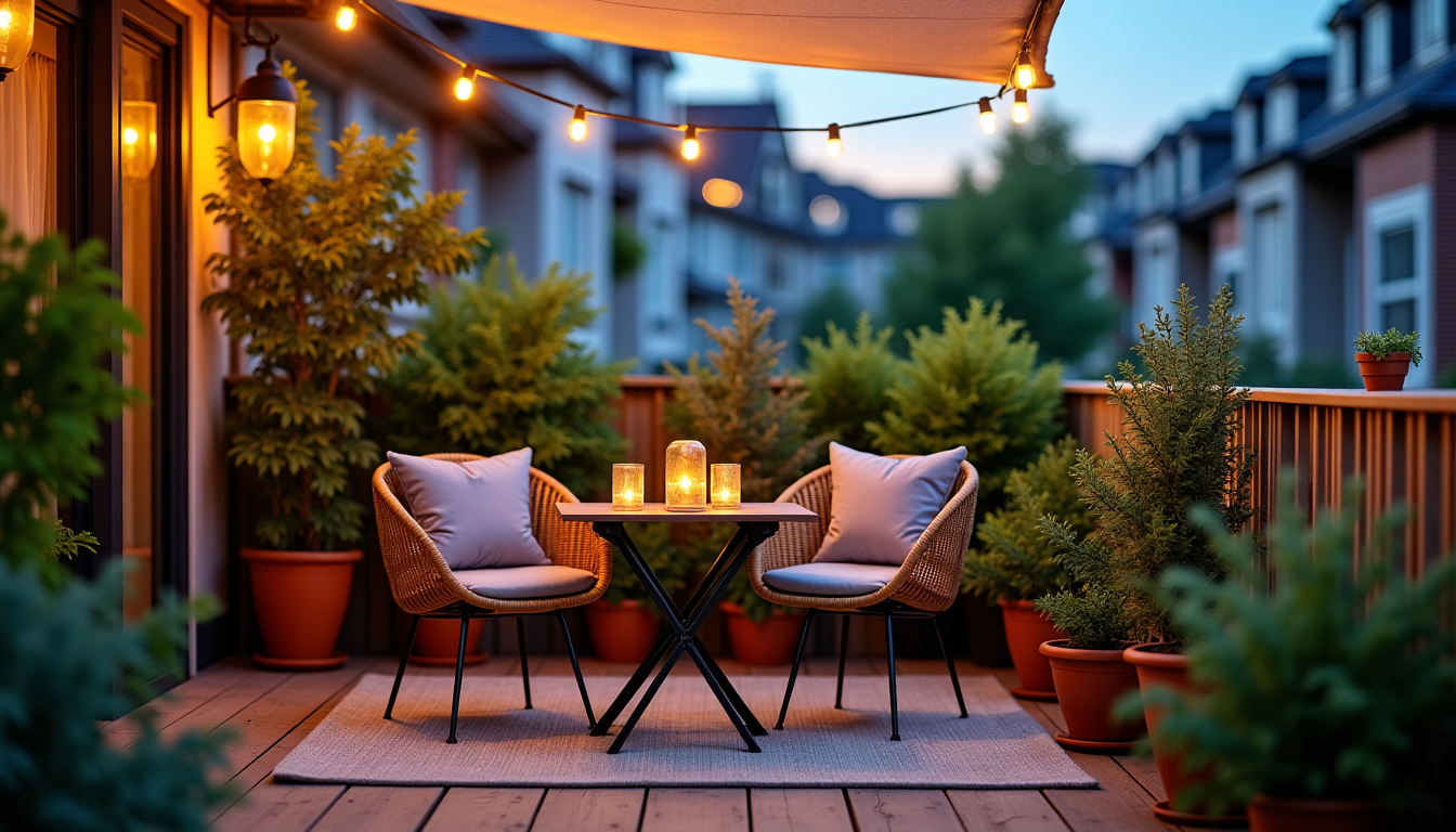 Illustration : une fois le soleil couché, l'éclairage prend le — aménager une petite terrasse pour profiter de l'ombre en été ? ChoiceDek Illustration : une fois le soleil couché, l'éclairage prend le — aménager une petite terrasse pour profiter de l'ombre en été ? ChoiceDek