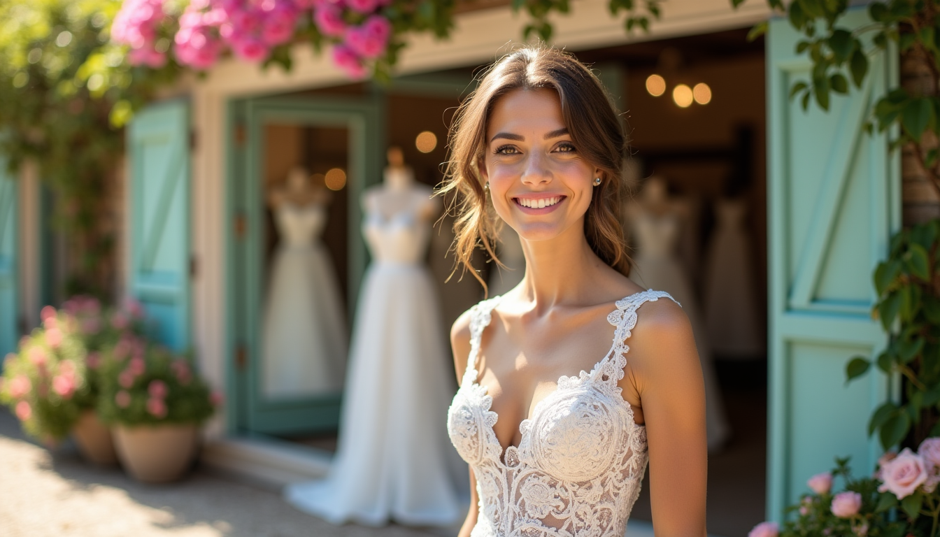 Sélection de robes de mariée dans une boutique de Corbeil-Essonnes