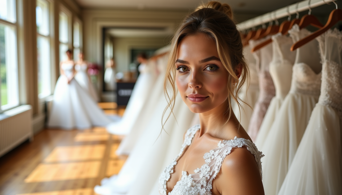 Accompagnement et essayage de robe de mariée par une équipe de professionnelles