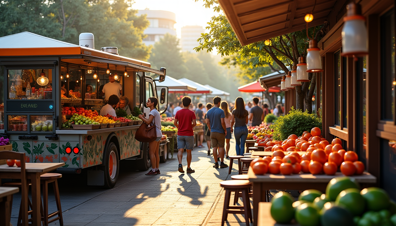 Illustration : pour les activités liées à l'alimentation (food trucks, — commerce ambulant et marchés : comment les commerçants locaux se réinventent
