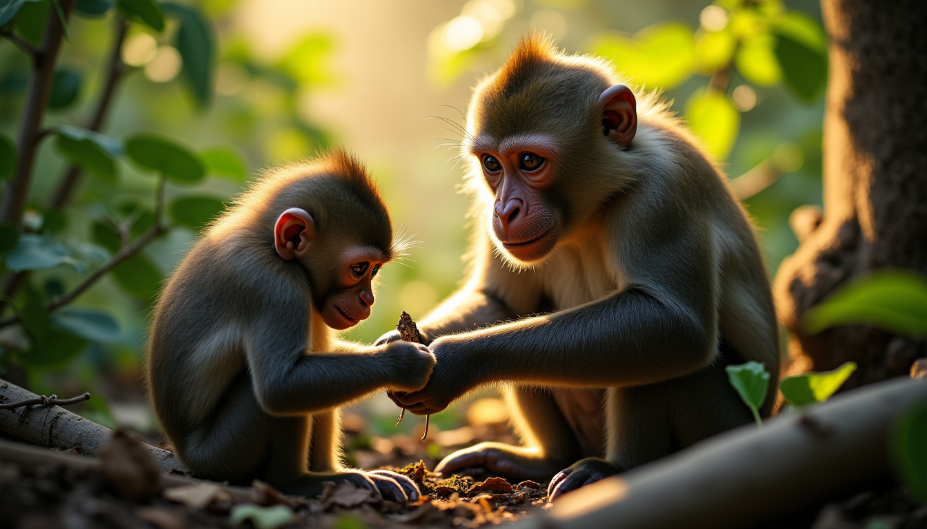 Illustration : l'apprentissage social est particulièrement fascinant. dans certaines populations — mystères fascinants des comportements animaux
