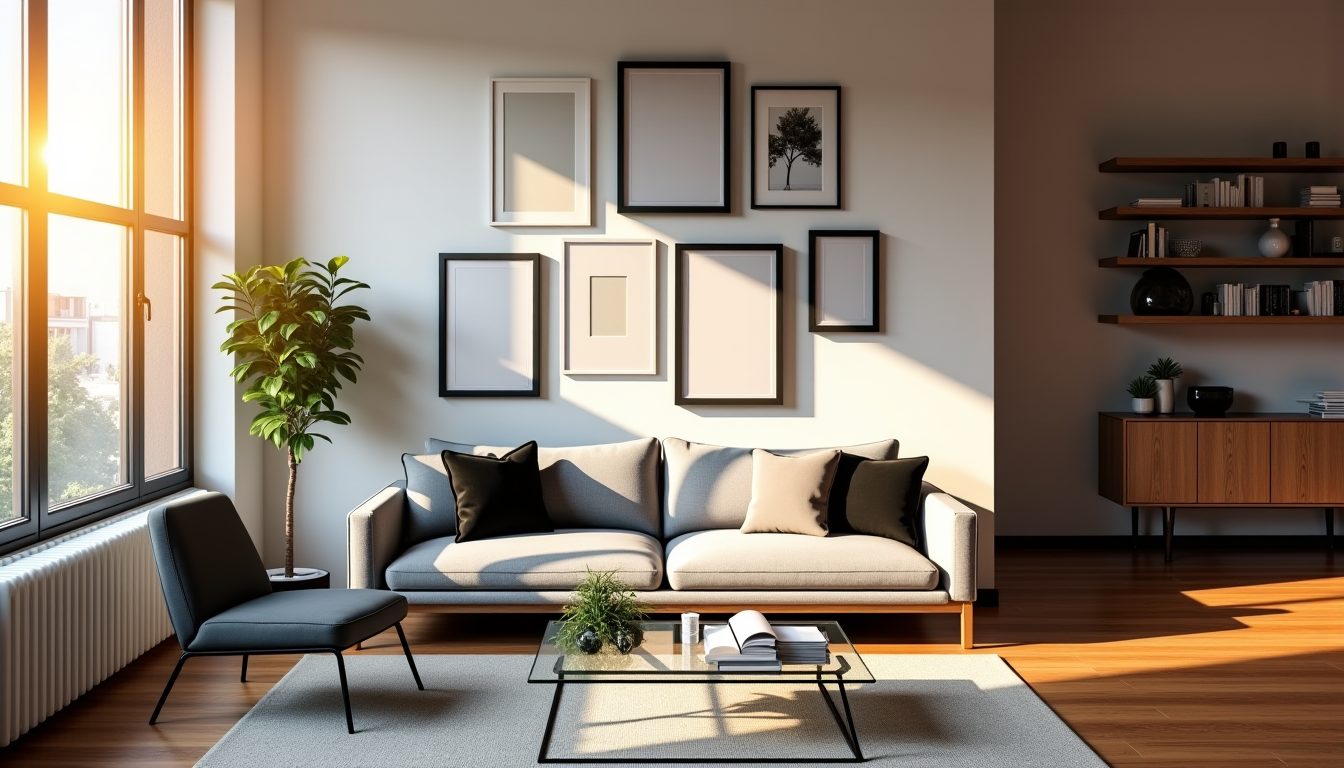 idées de décoration murale simples mais très efficaces — les cadres peuvent être disposés de manière symétrique