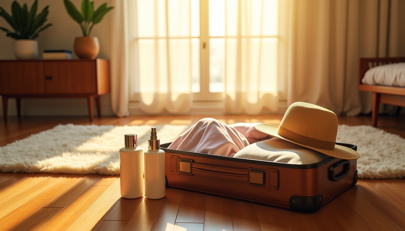Illustration : apr&egrave;s une journ&eacute;e d'exposition au soleil, une lotion &mdash; indispensables &agrave; glisser dans sa valise pour des vacances &eacute;l&eacute;gantes et confortables.