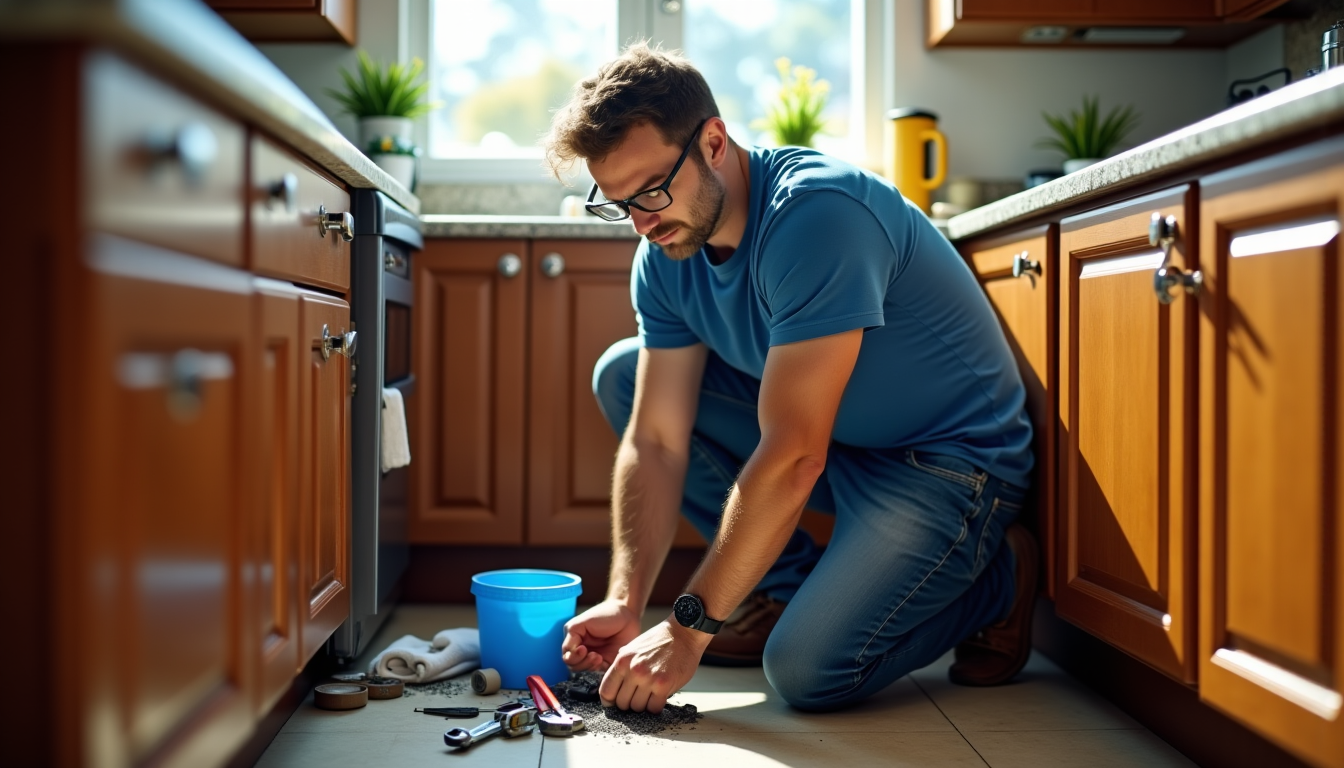 réparer une fuite d’eau simple sans appeler un plombier — prévoyez un seau ou une bassine pour recueillir