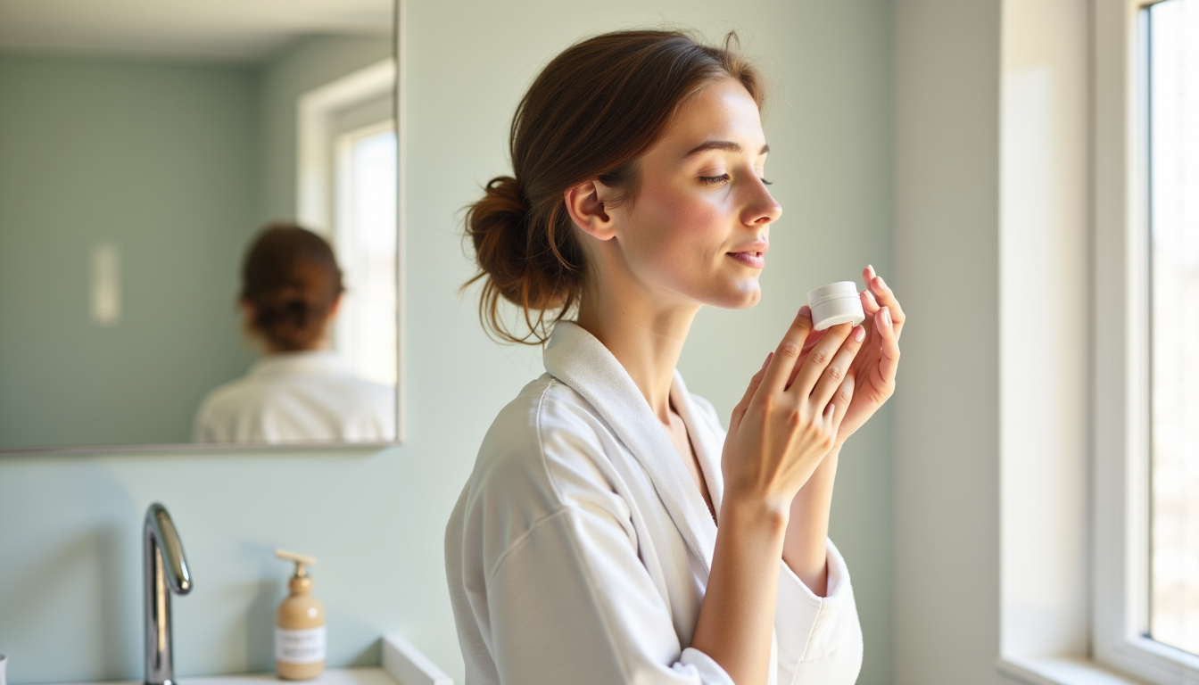 Illustration : appliquez votre hydratant matin et soir sur une — construire une routine skincare simple adaptée à votre type de peau