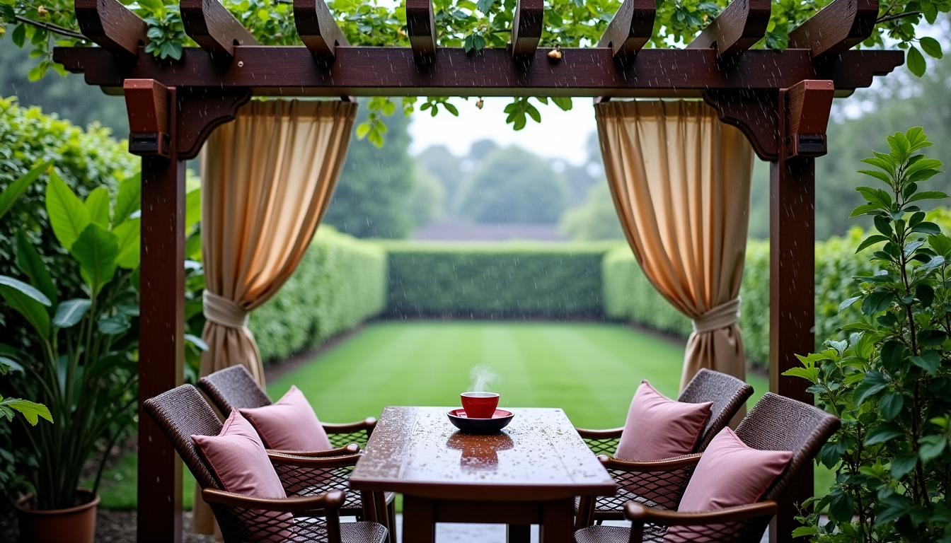Illustration : il est judicieux de vérifier régulièrement que les — protéger sa pergola de la pluie pour en profiter toute l'année