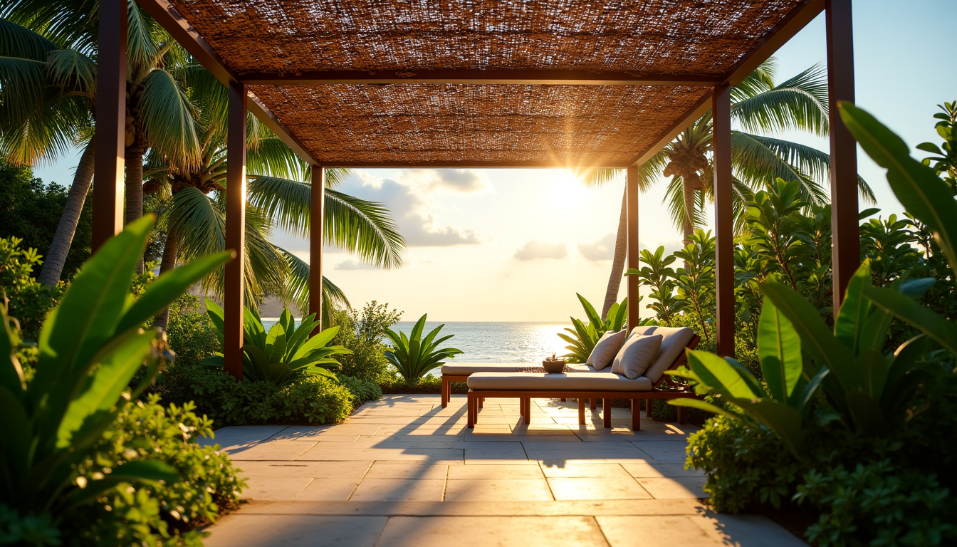 pergola en fibre de coco : le secret d'une ombre naturelle et exotique — contrairement à certains matériaux qui peuvent emmagasiner la