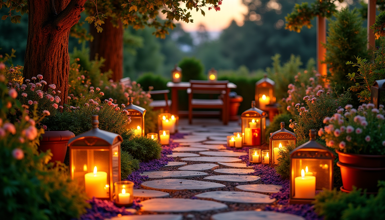 Illustration : des bougies, des photophores ou des torches de — profitez du jardin : astuces pour un extérieur accueillant