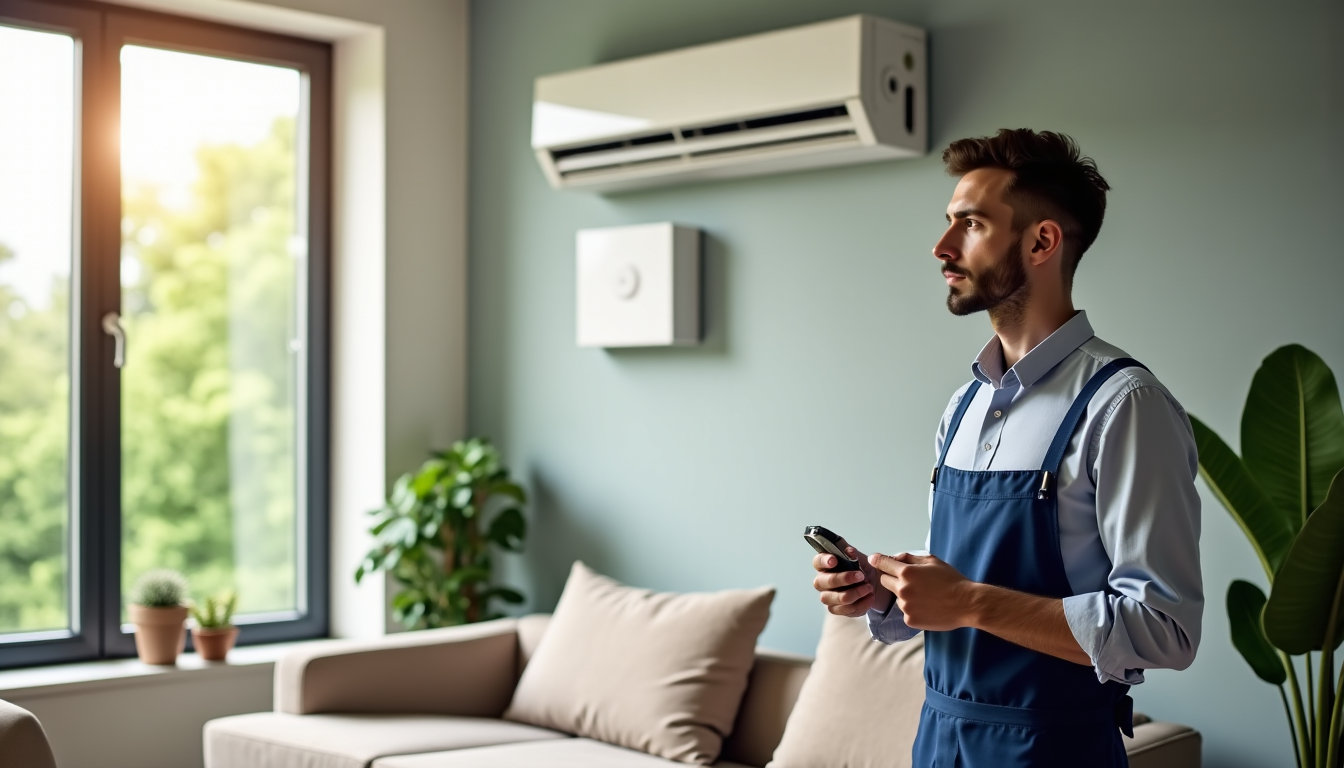 Illustration : fication par un technicien maintiennent l'appareil à son — est la marque de climatisation la plus silencieuse ?
