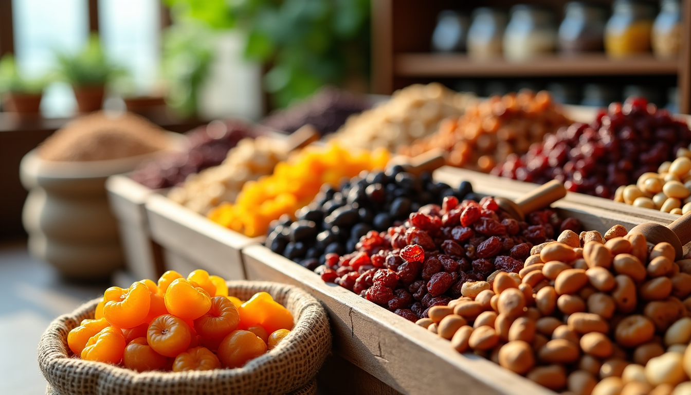 Illustration : pour les enfants et les adolescents, les fruits — fruits secs en vrac : le secret d'un snacking sain et plein d'énergie