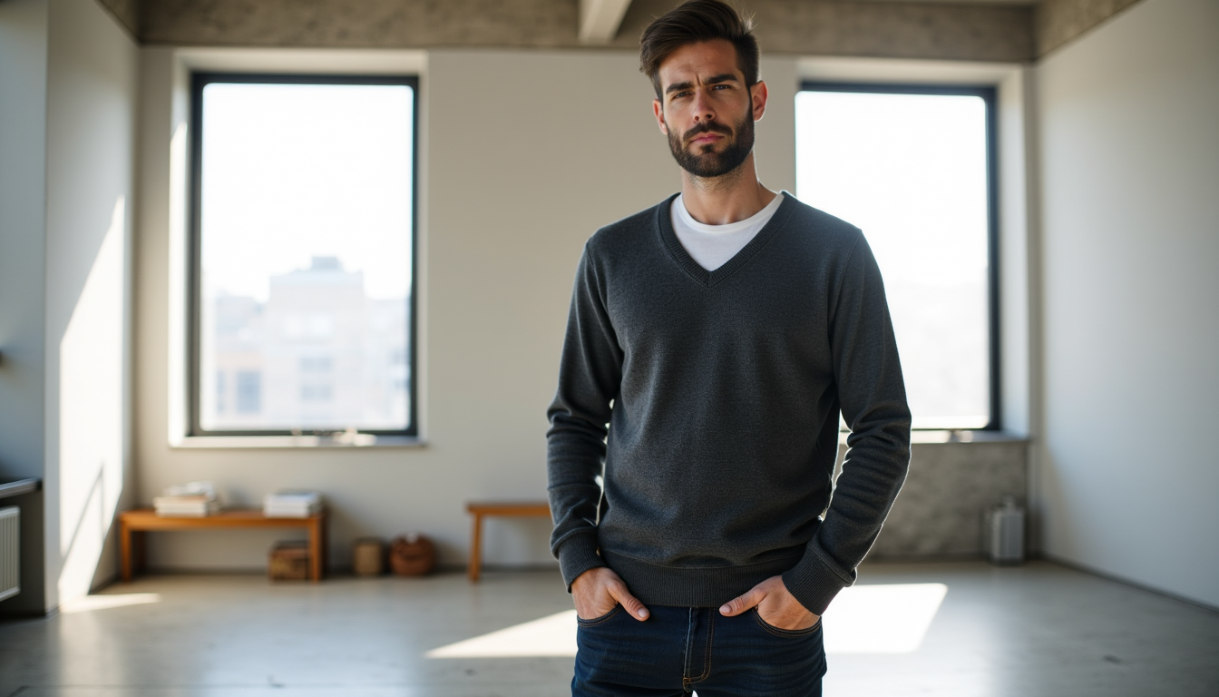 Illustration : e intellectuel ou artistique. choisir le bon col — sweats, t-shirts et pulls : les essentiels d’une garde-robe masculine intemporelle