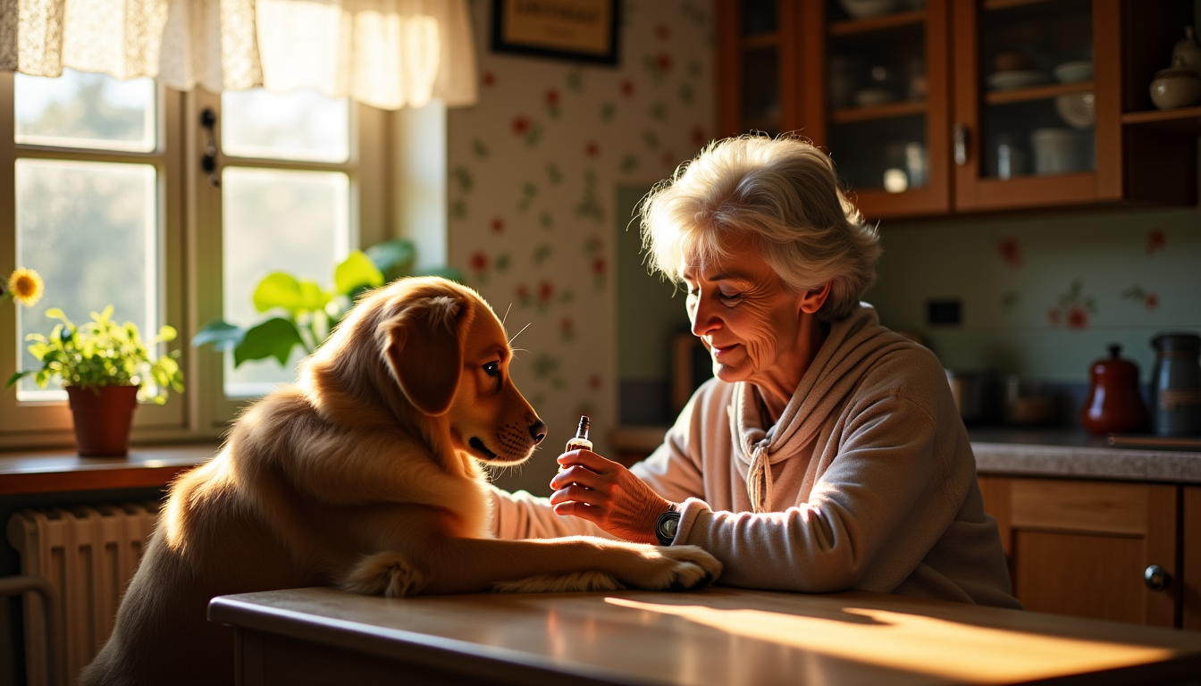 Illustration : une petite quantité d'huile végétale enrichie de quelques — 5 remèdes de grand-mère redoutables contre l'arthrose du chien