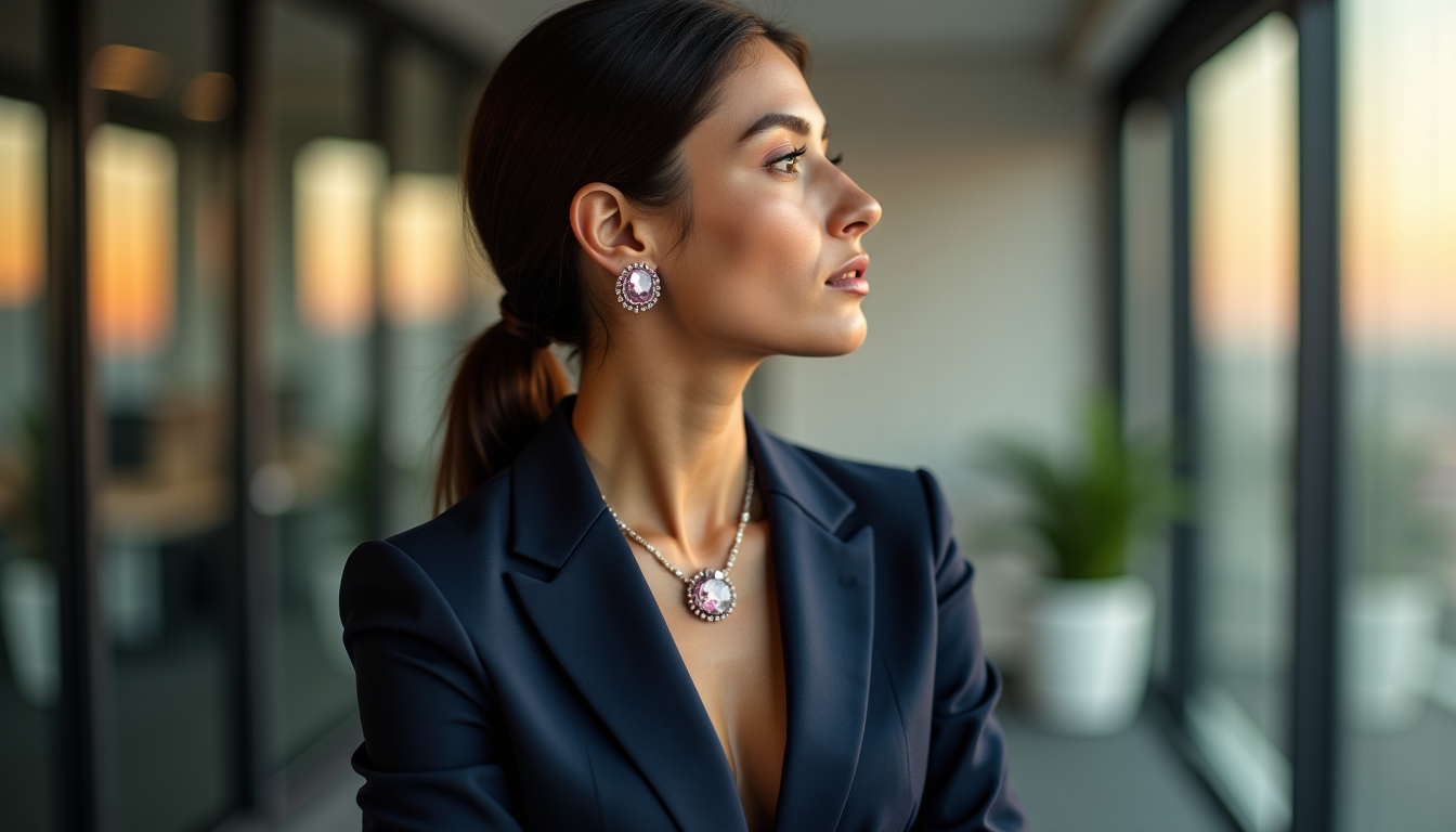 Illustration : à une tenue de bureau. l'idée est d'ajouter — joyería de cuarzos : comment intégrer ces bijoux tendance dans une garde-robe moderne ?