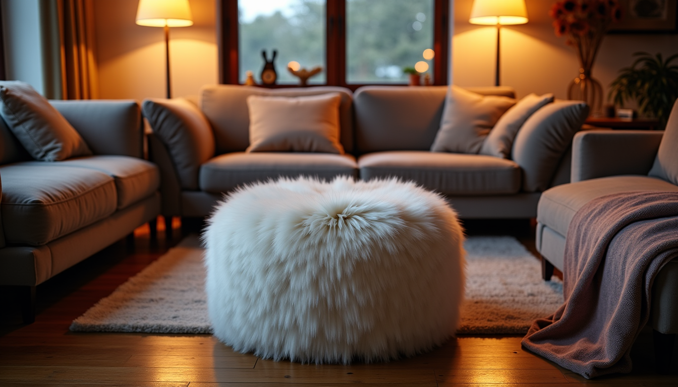 intégrer un tabouret en fourrure pour créer une ambiance cocooning chez soi — le tabouret en fourrure est un caméléon de