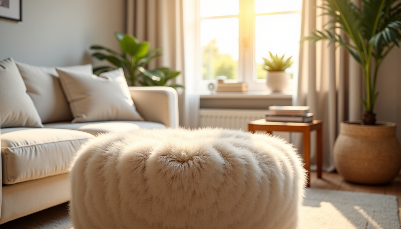 Illustration : le style scandinave, connu pour ses lignes épurées, — adopter le tabouret en fourrure pour une ambiance ultra cocooning chez soi