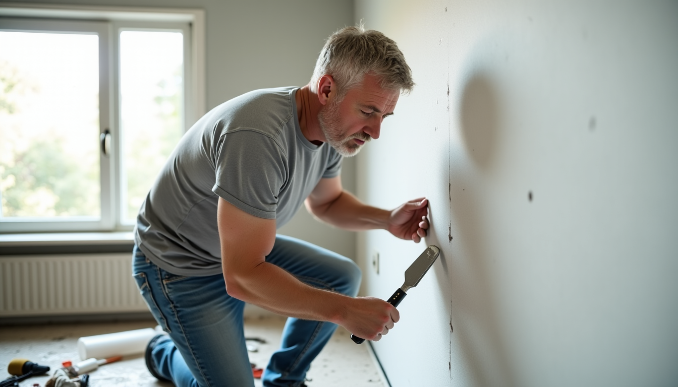 Illustration : asquage des trous et fissures pour une surface — secrets cachés du bricolage à la maison