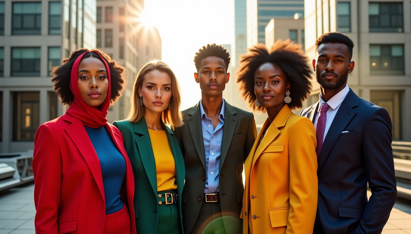 l'élégance naturelle redécouverte à travers le monde — postures élégantes, vêtements ajustés, accents de couleur, expression