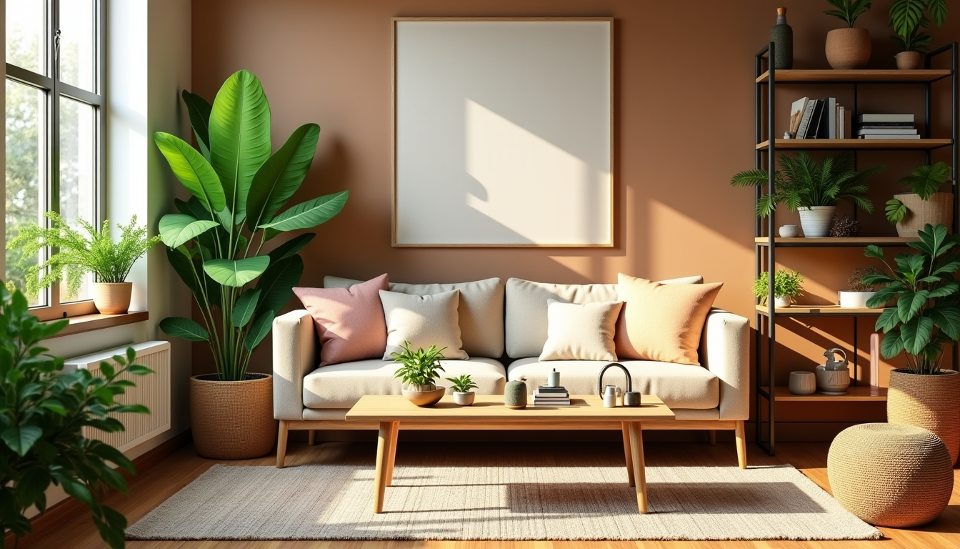 Illustration : pensez à la lumière naturelle, aux plantes vertes, — équilibre intérieur : secrets pour un bien-être durable