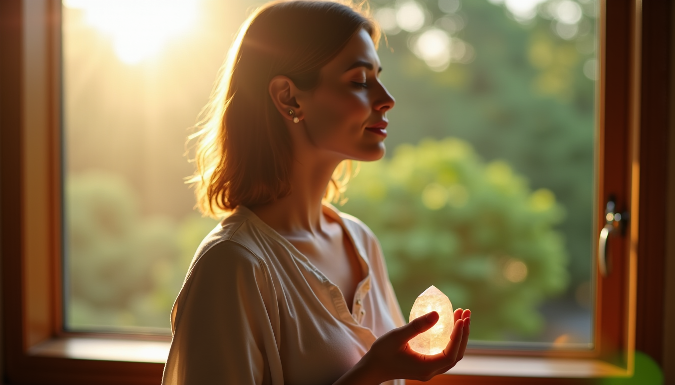 Illustration : même un simple rituel matinal, où vous tenez — pierres de lithothérapie : votre guide simple pour vous initier au bien-être minéral