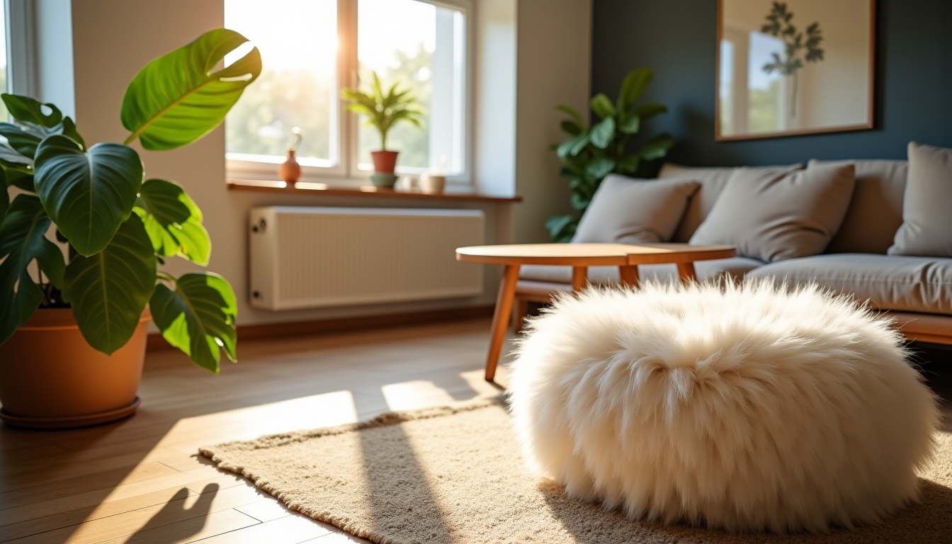 du salon à la chambre : où installer des tabourets fourrure pour une déco réussie ? — ou une petite plante. accent décoratif : ajoute