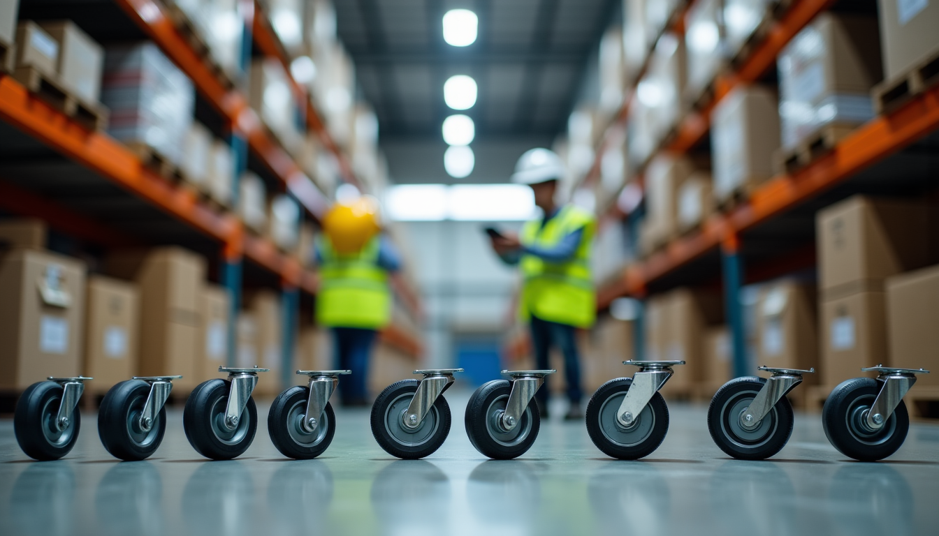 Illustration : les roulettes à tige sont souvent utilisées pour — choisir des roulettes pour chariots de manutention en entrepôt et optimiser vos déplacements de stock