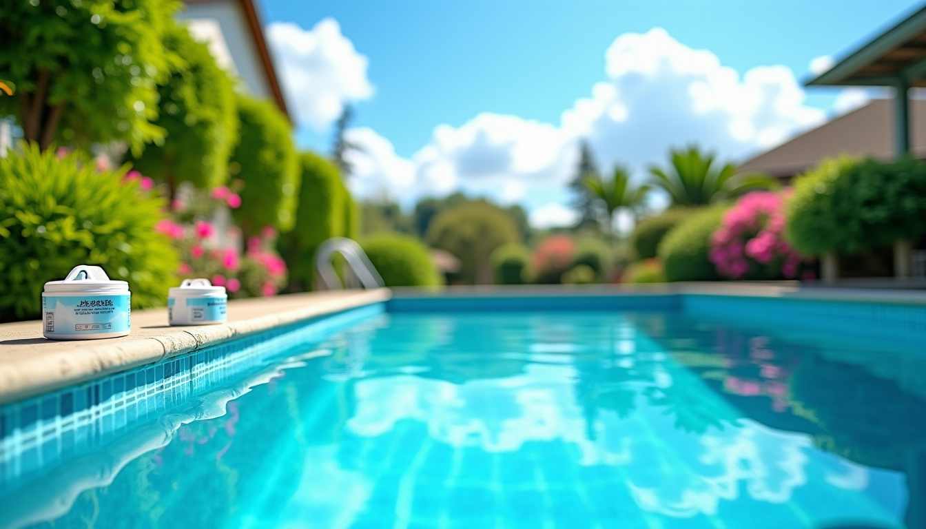 Illustration : le traitement au chlore choc est une solution — chlore choc en galets : la solution rapide pour retrouver une eau de piscine pure