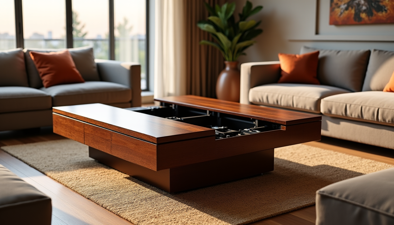 Illustration : ndes tables avec extensions généreuses, matériaux massifs pour — tables basses relevables : 5 critères pour trouver le modèle idéal pour votre intérieur