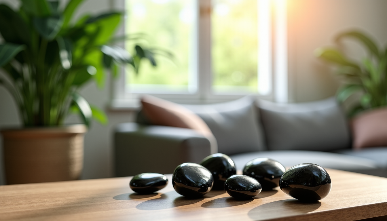 Illustration : l'obsidienne, également une pierre de protection, peut aider — cristaux de guérison : comment les intégrer dans votre décoration pour un intérieur apaisant