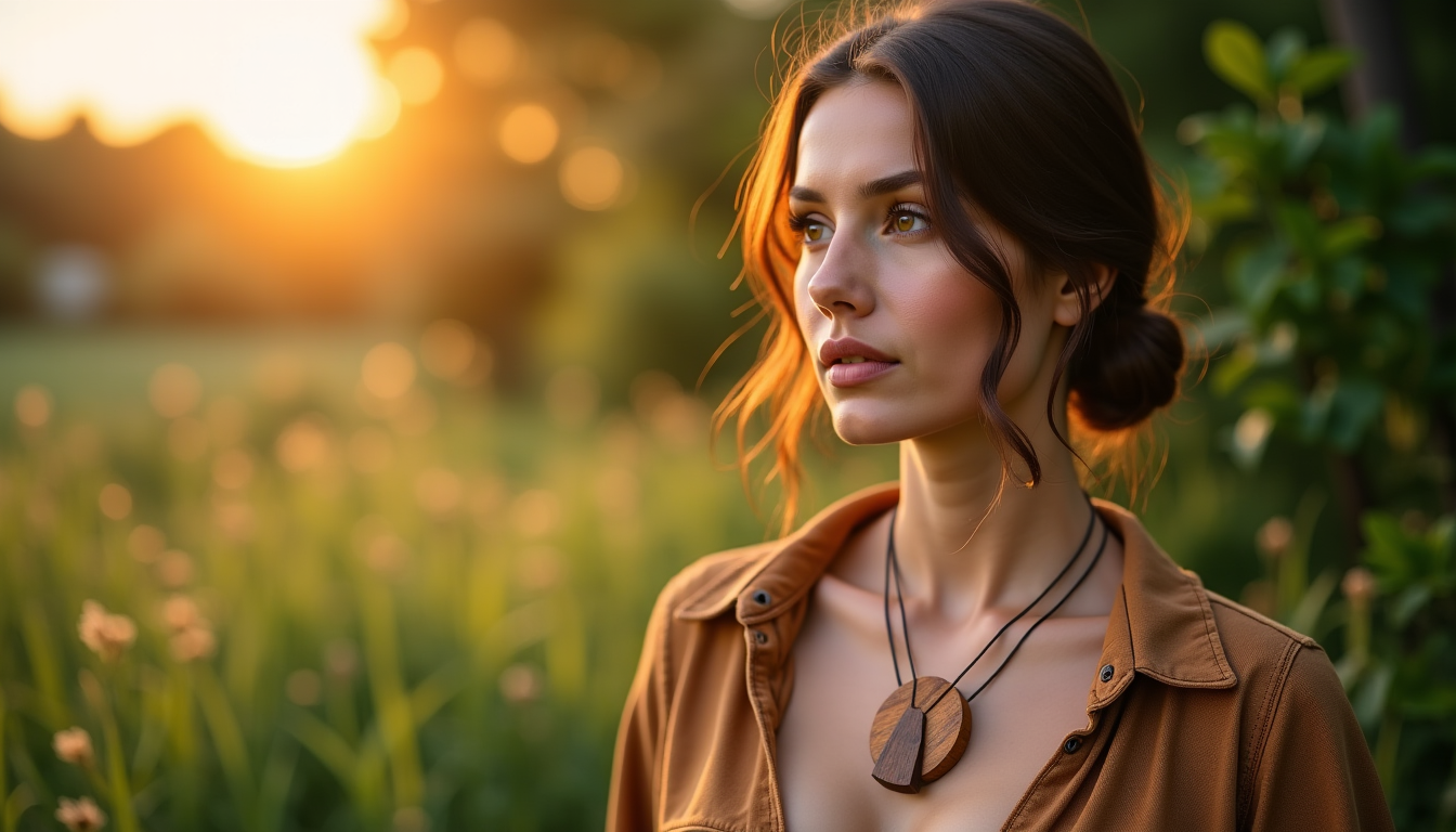 Illustration : les colliers en bois avec des pendentifs sculptés — collier en bois pour femme : le guide ultime du bijou naturel et élégant