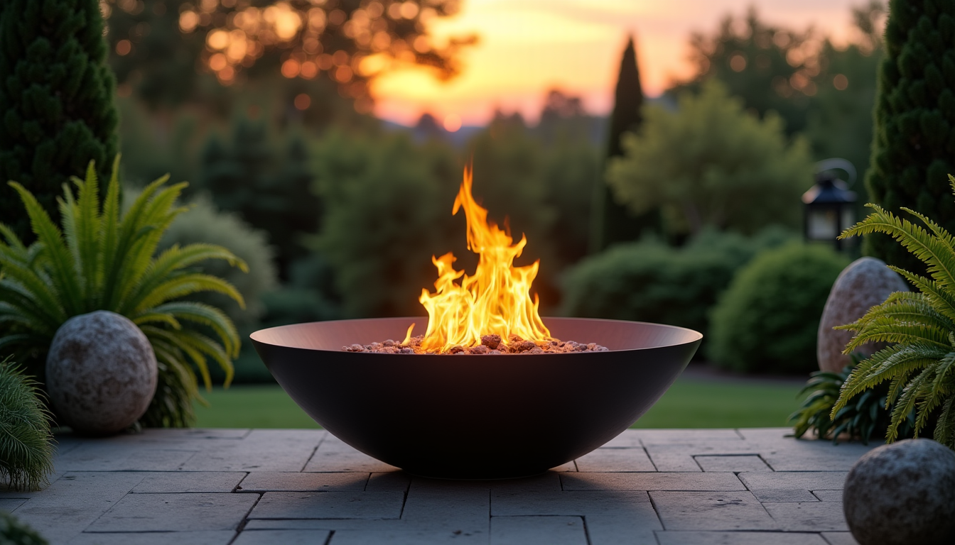 Illustration : prendre soin de votre brasero est un geste — brasero rond comme bol à feu : chaleur et design au jardin