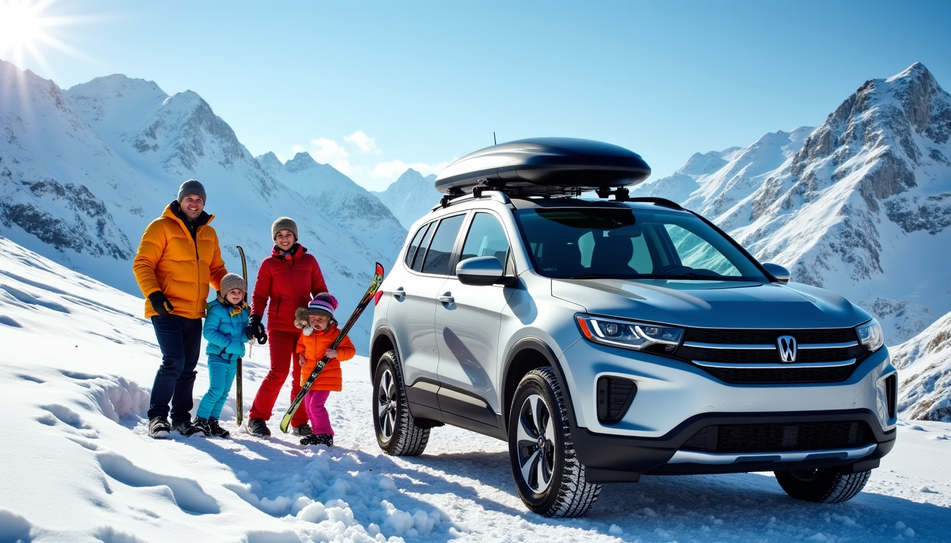vacances à la neige : comment transporter ses skis facilement en voiture — l'installation d'un coffre de toit nécessite des barres