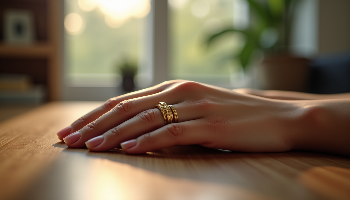 Illustration : une bague anti-stress doit être parfaitement ajustée. une — bague anti-stress : découvrez nos collections dorées et argentées pour votre bien-être