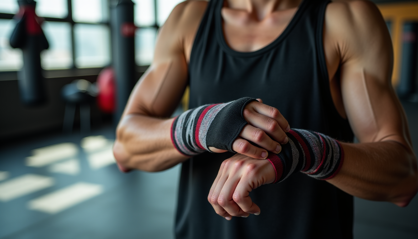 Illustration : sous les gants, les bandes protègent les métacarpiens — équipement de sport de combat : comment bien choisir pour progresser rapidement