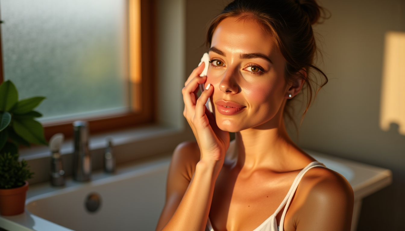 Illustration : le soir, le démaquillage et le nettoyage sont — secrets bien gardés des soins de la peau au naturel