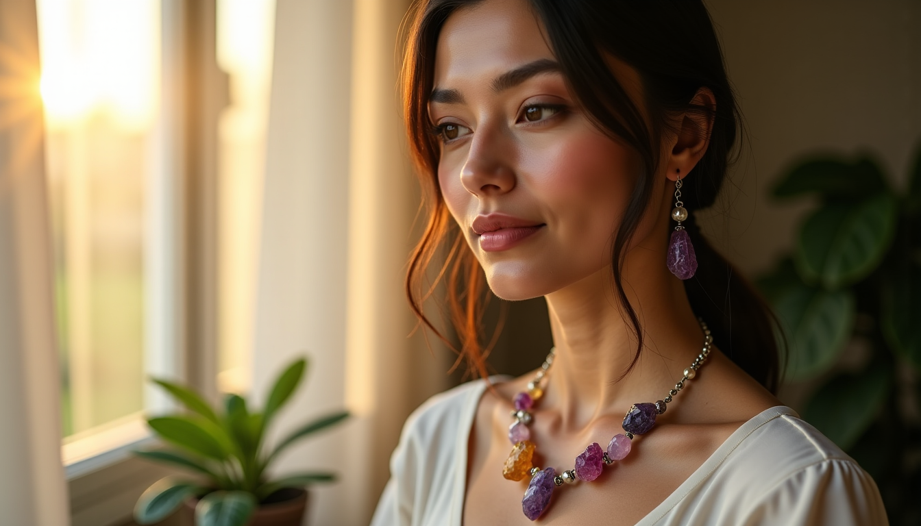 crystal healing necklace : sublimer votre décolleté avec la beauté brute des pierres — ne véritable pièce forte, tandis qu'une pierre plus