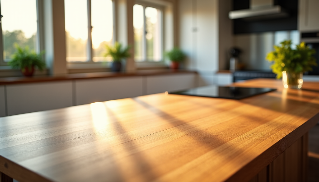 Illustration : la pérennité d'un plan de travail en bois — choisir un plan de travail en bois pour une cuisine durable et élégante