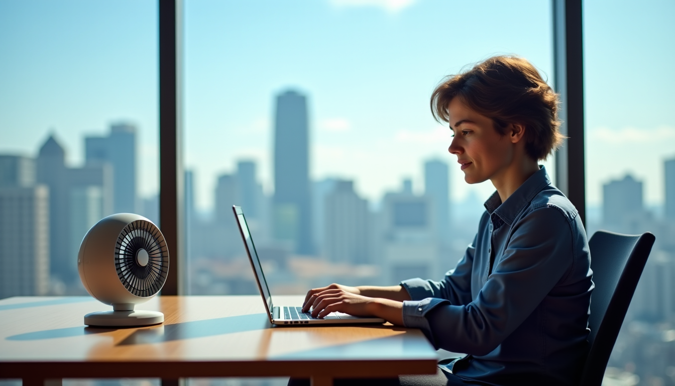 fluxofan : le compagnon idéal pour travailler, voyager ou sortir sans souffrir de la chaleur — de plus, la recharge s'effectue via un port