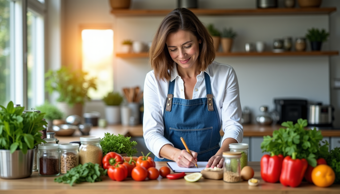 Illustration : c'est le moment d'affiner votre liste de courses — programme batch cooking sur 4 semaines : le plan complet pour changer vos habitudes en cuisine