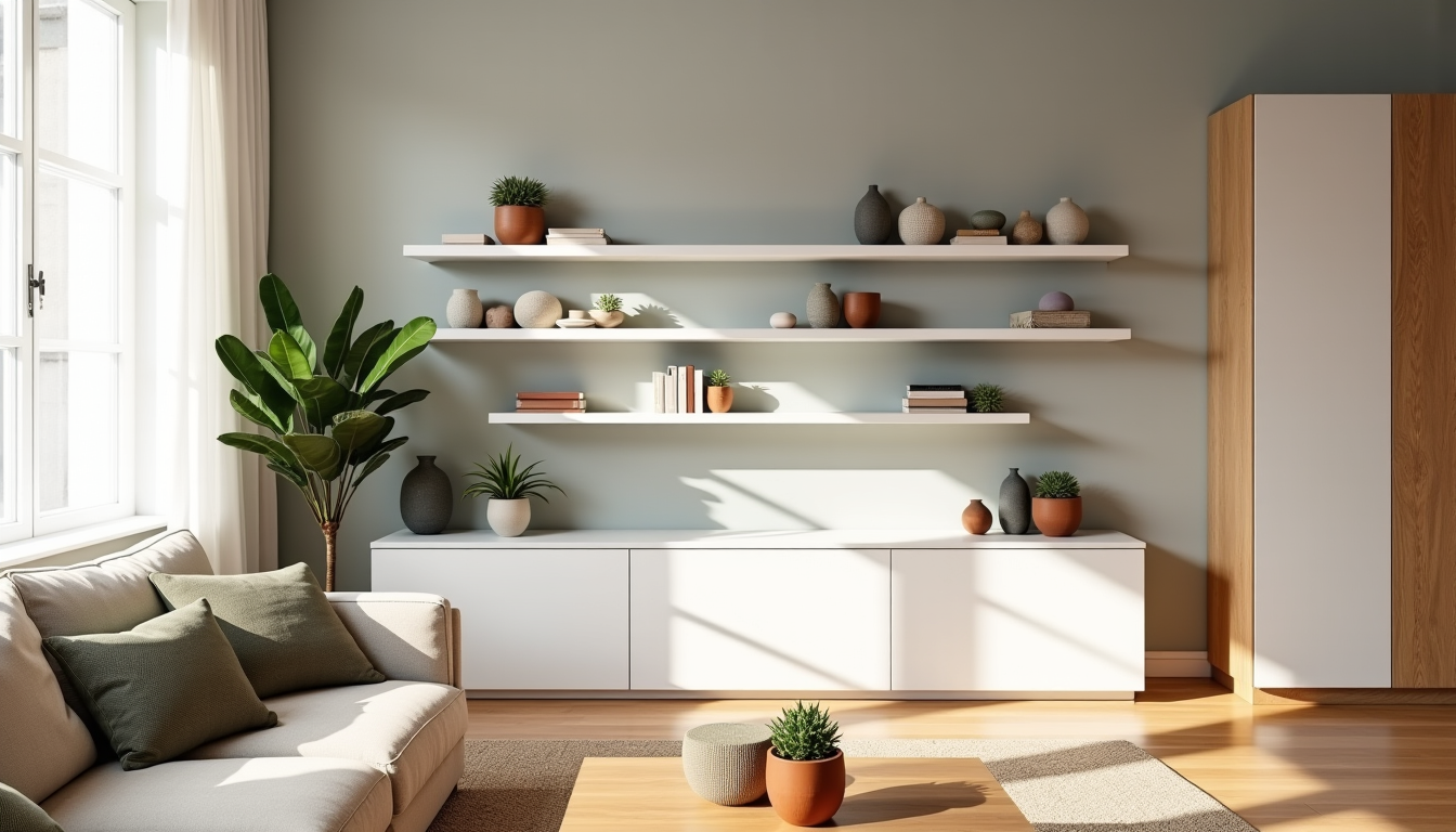 Illustration : bien placés, des étagères murales discrètes et des — décoration d'intérieur à prix doux : les tendances qui transforment votre maison