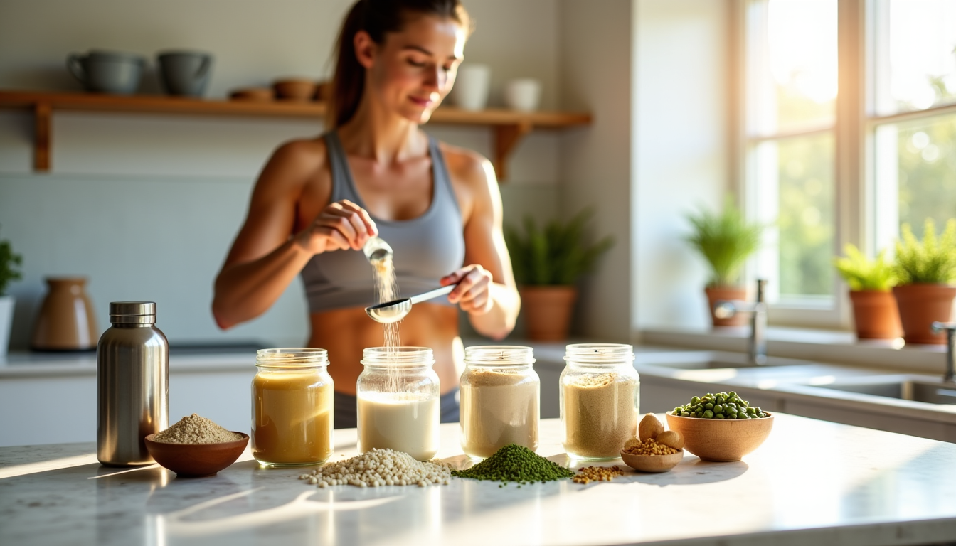 Illustration : face à la diversité des options, les mélanges — pois, riz, soja, chanvre : quelle est la meilleure protéine vegan pour la musculation ?