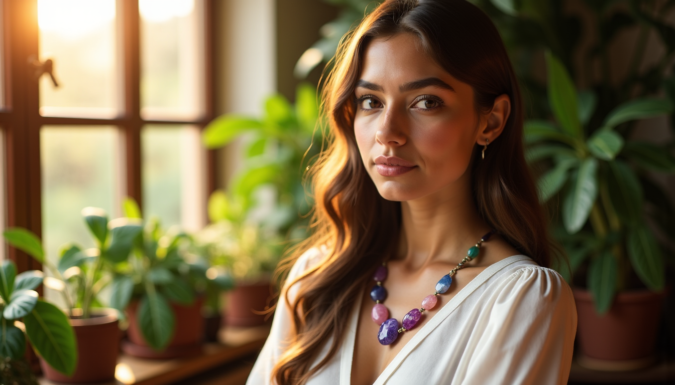 Illustration : ure et envers l'objet que vous avez choisi — découvrez les bienfaits symboliques d’un crystal healing necklace